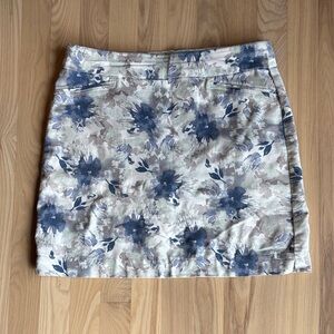 Croft & Barrow Floral Effortless Stretch Skort Mini Skirt in Blue and Cream